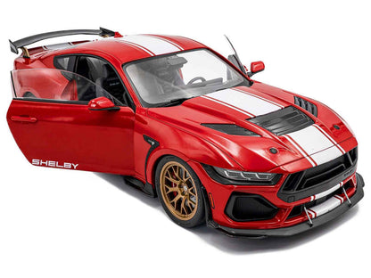 2024 Ford Shelby Mustang Super Snake Race Red with White Stripes 1/18 Diecast Model Car by Solido Cartsfy Inc.