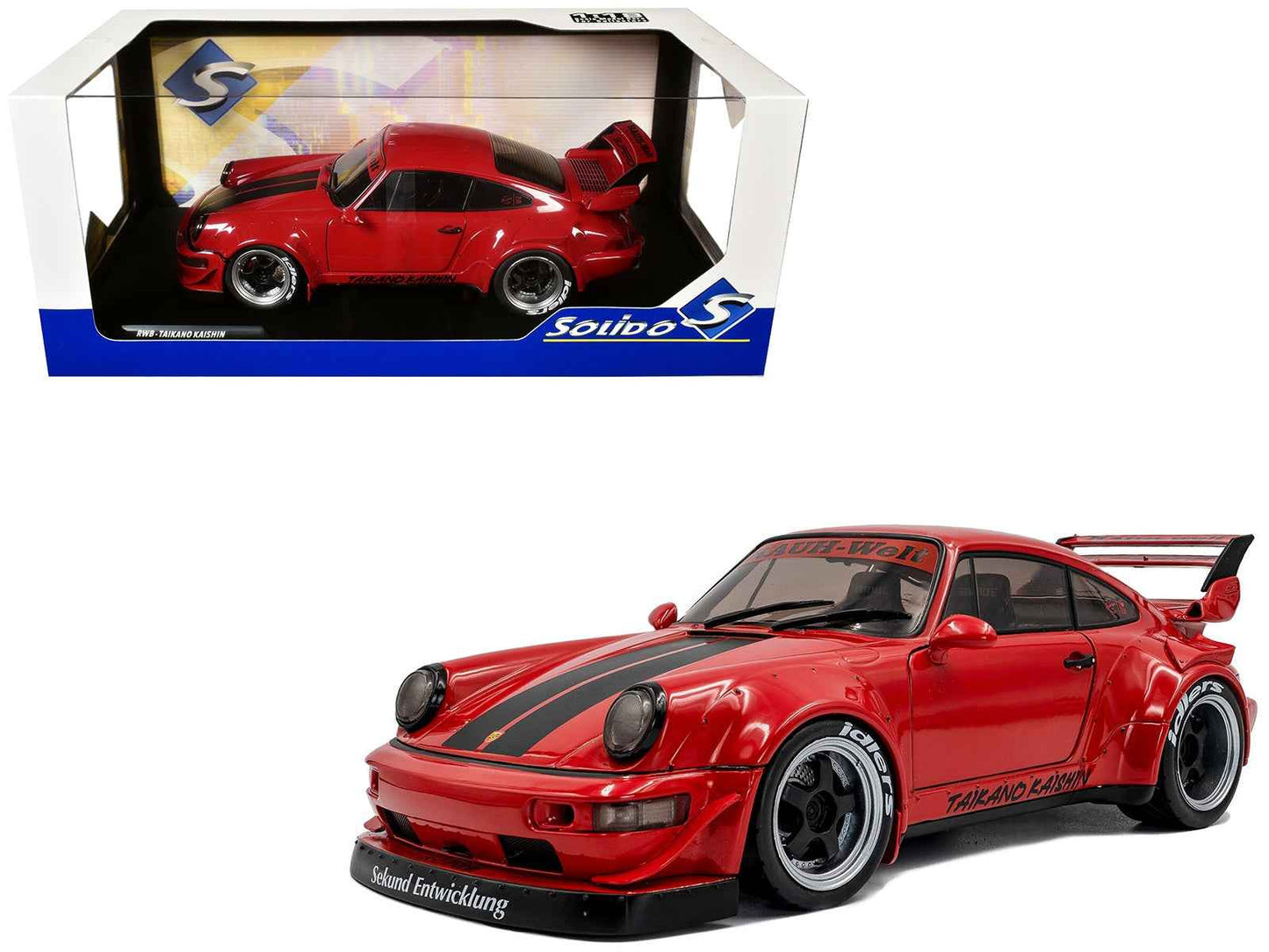 2024 RWB Bodykit "Taikano Kaishin" Red with Black Stripes 1/18 Diecast Model Car by Solido Miniature Motors Default Title Default Title-