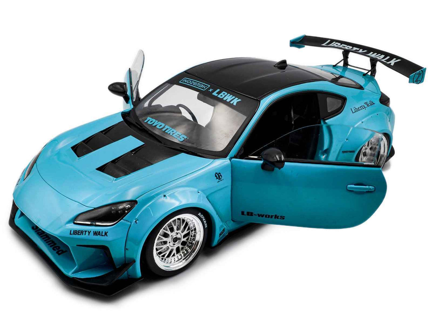 2024 Toyota GR86 LBWK Body Kit RHD (Right Hand Drive) Baby Blue with Black Top 1/18 Diecast Model Car by Solido Miniature Motors Default Title Default Title-