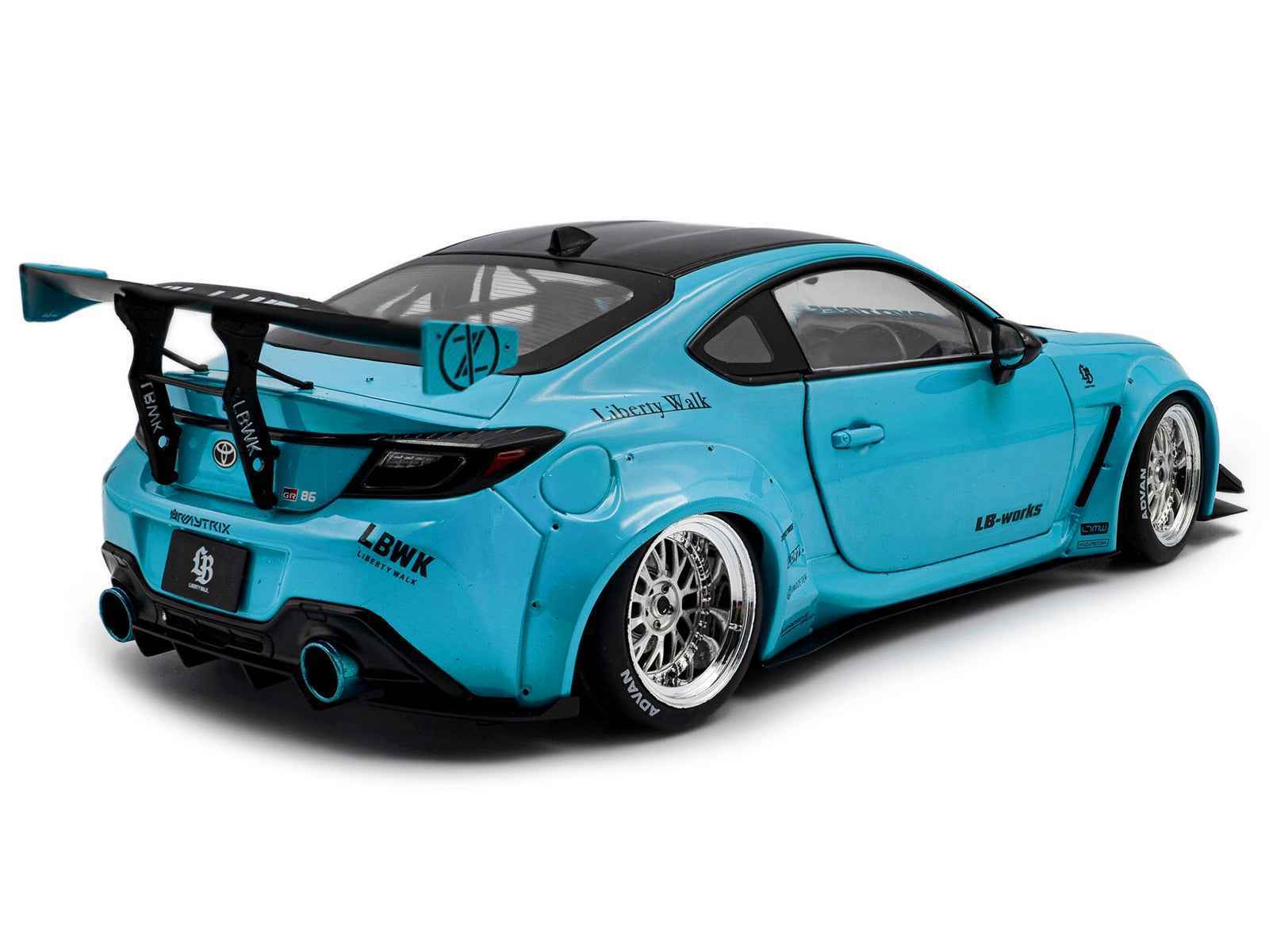2024 Toyota GR86 LBWK Body Kit RHD (Right Hand Drive) Baby Blue with Black Top 1/18 Diecast Model Car by Solido Miniature Motors Default Title Default Title-