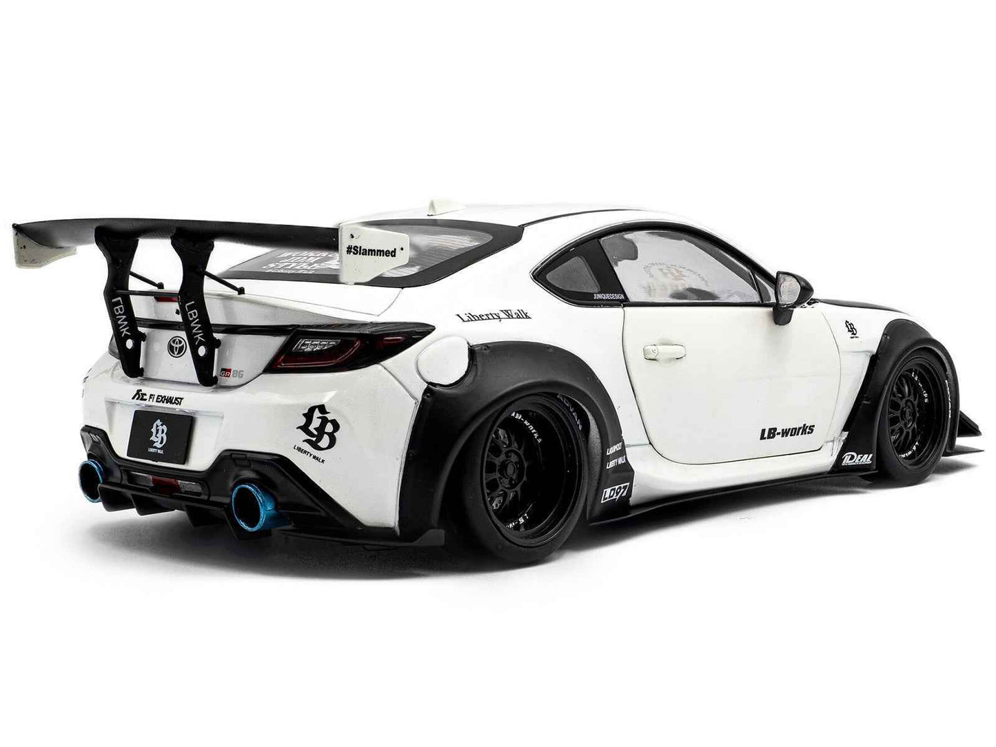 2024 Toyota GR86 LBWK Body Kit RHD (Right Hand Drive) Pearl White with Carbon Hood 1/18 Diecast Model Car by Solido Miniature Motors Default Title Default Title-