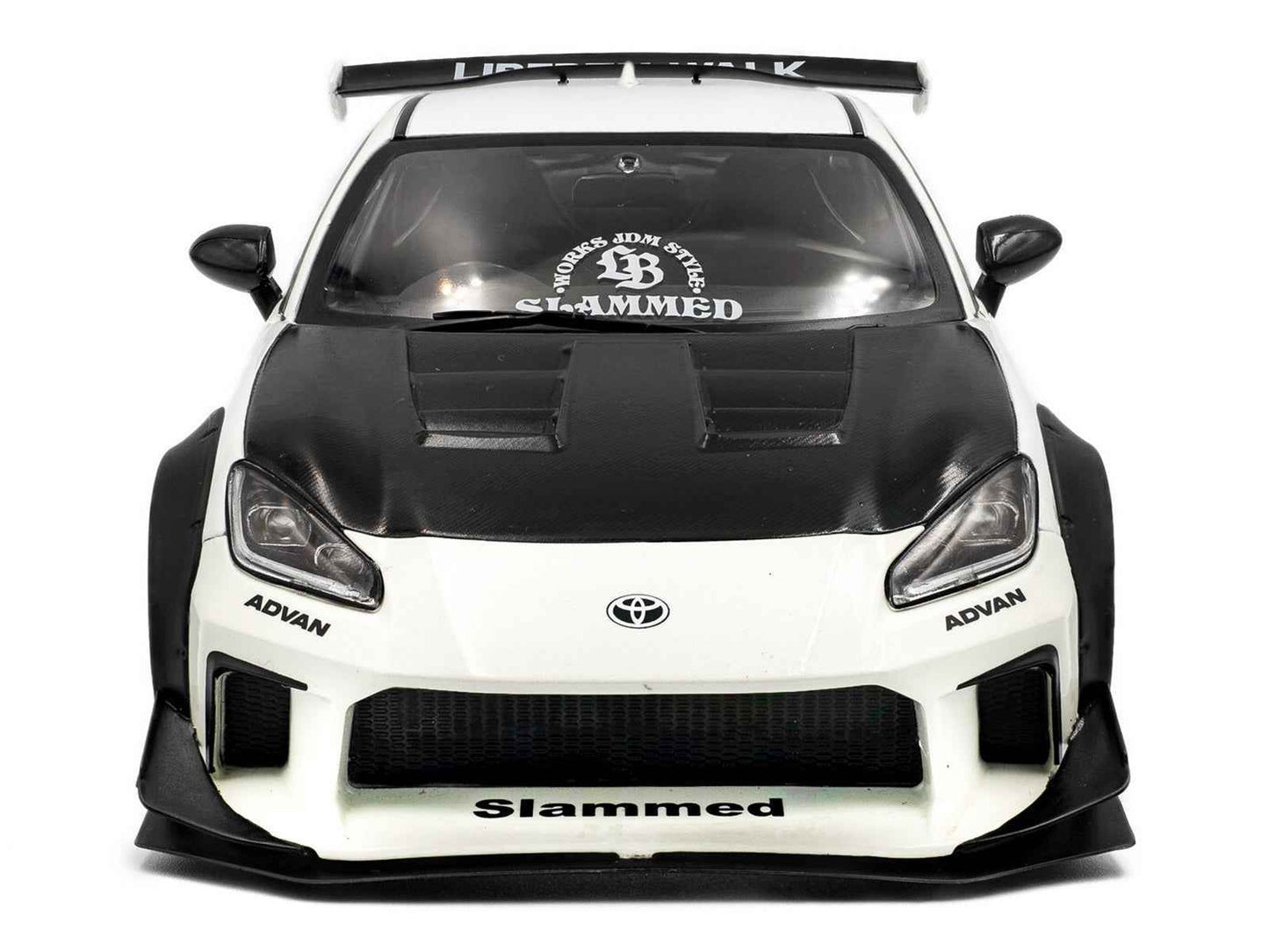 2024 Toyota GR86 LBWK Body Kit RHD (Right Hand Drive) Pearl White with Carbon Hood 1/18 Diecast Model Car by Solido Miniature Motors Default Title Default Title-