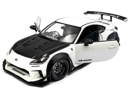 2024 Toyota GR86 LBWK Body Kit RHD (Right Hand Drive) Pearl White with Carbon Hood 1/18 Diecast Model Car by Solido Miniature Motors Default Title Default Title-