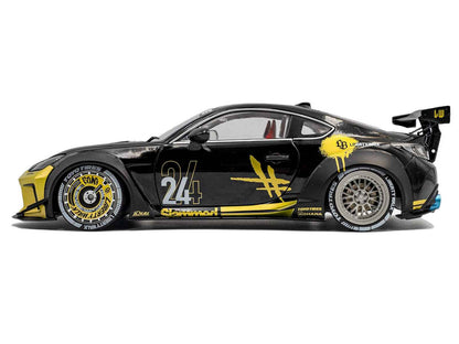 2024 Toyota GR86 Liberty Walk Body Kit RHD (Right Hand Drive) #24 Black with Gold Graphics 1/18 Diecast Model Car by Solido Cartsfy Inc.