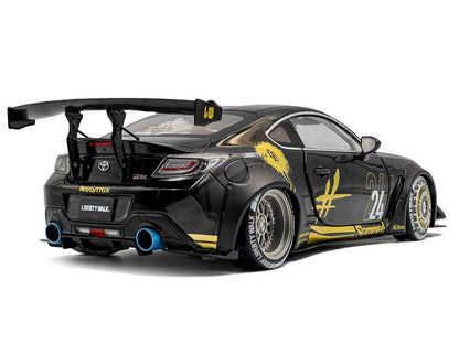 2024 Toyota GR86 Liberty Walk Body Kit RHD (Right Hand Drive) #24 Black with Gold Graphics 1/18 Diecast Model Car by Solido Cartsfy Inc.