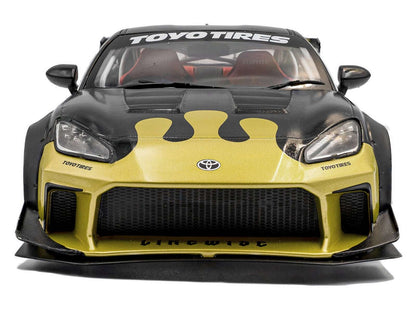 2024 Toyota GR86 Liberty Walk Body Kit RHD (Right Hand Drive) #24 Black with Gold Graphics 1/18 Diecast Model Car by Solido Cartsfy Inc.