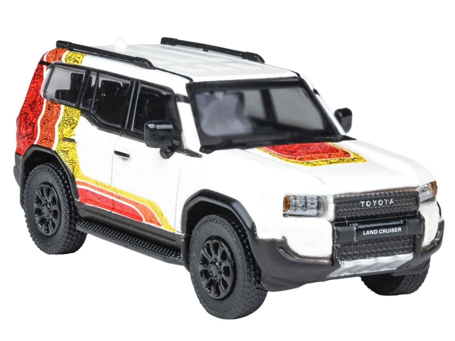 2024 Toyota Land Cruiser 250 Prado White with "TRD" Stripes 1/64 Diecast Model Car by Paragon Models Cartsfy Inc.