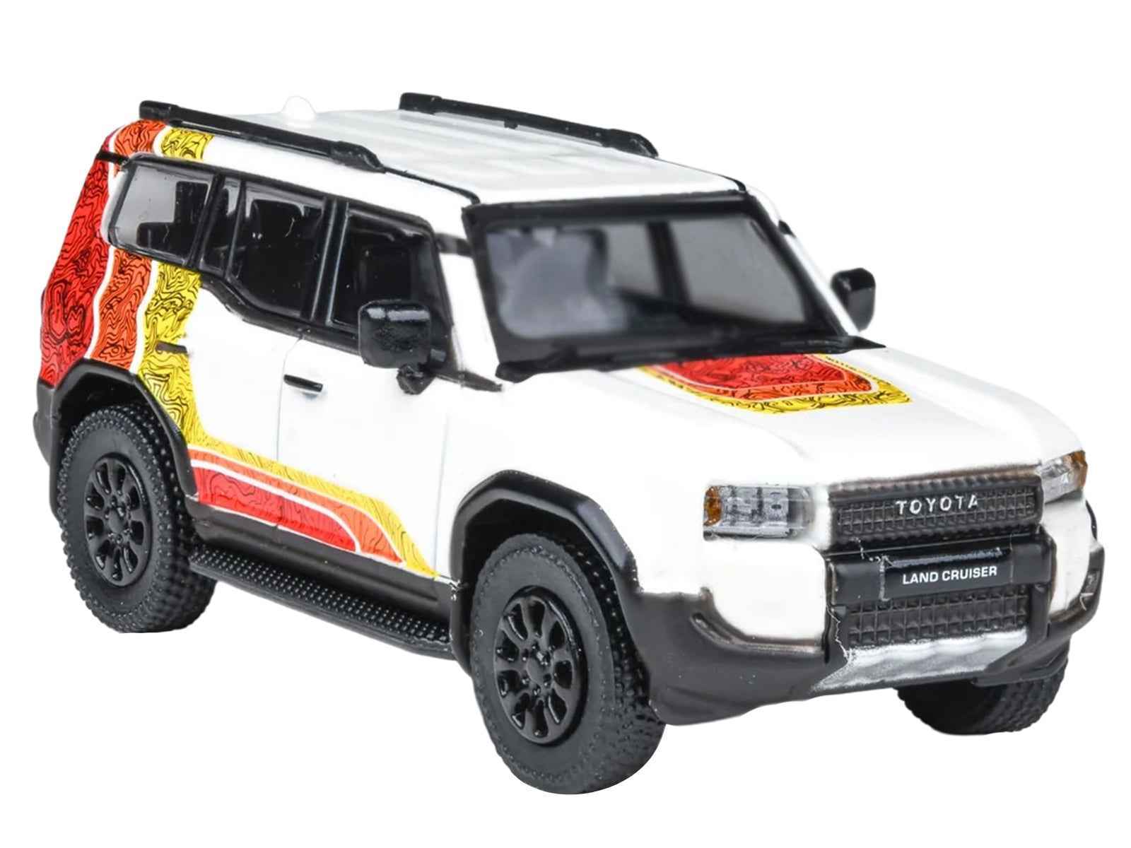 2024 Toyota Land Cruiser 250 Prado White with "TRD" Stripes 1/64 Diecast Model Car by Paragon Models Cartsfy Inc.