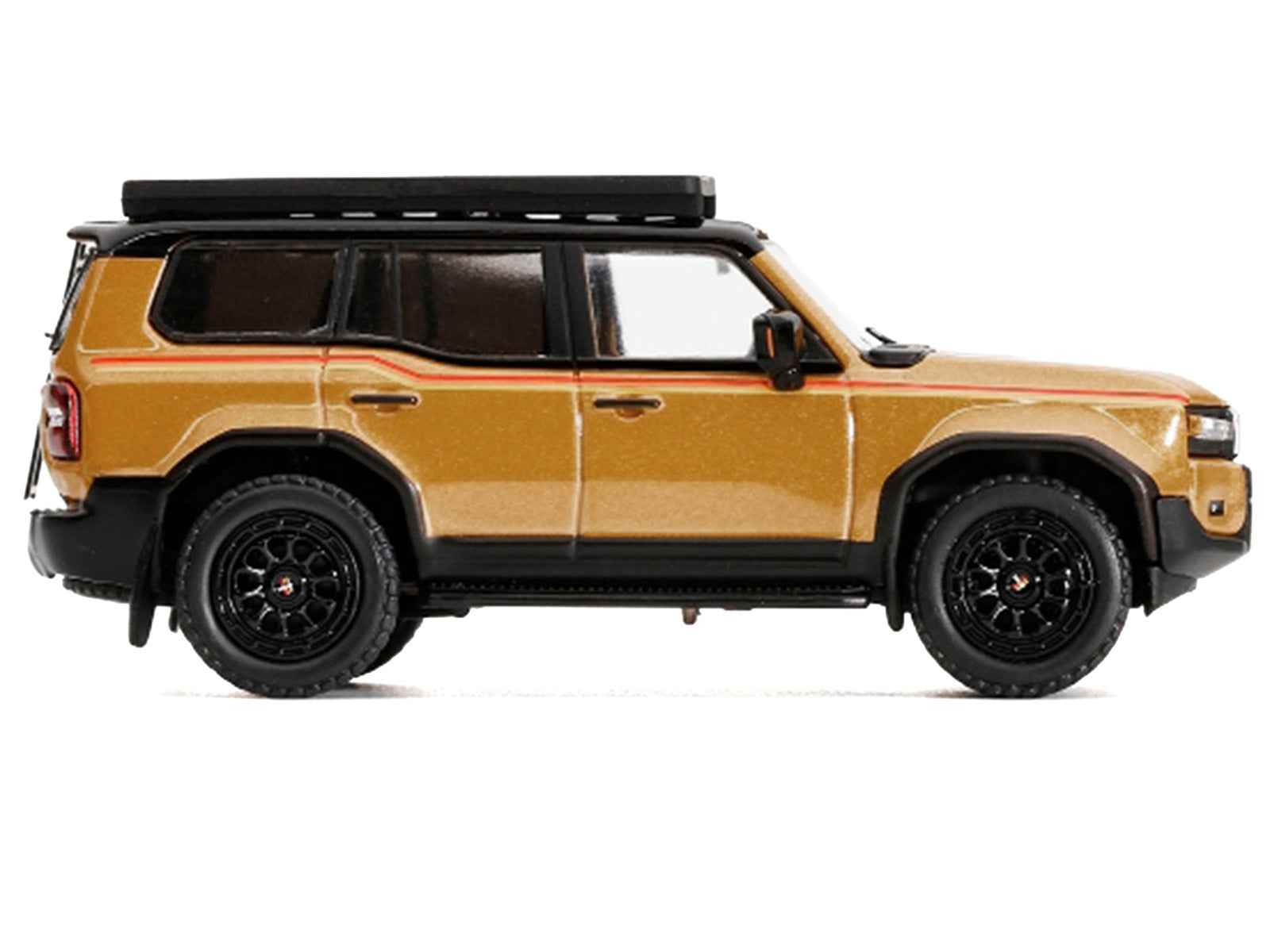 2024 Toyota Land Cruiser Prado Gold Metallic with Red Stripes and Roof Rack 1/64 Diecast Model Car by GCD Miniature Motors Default Title Default Title-