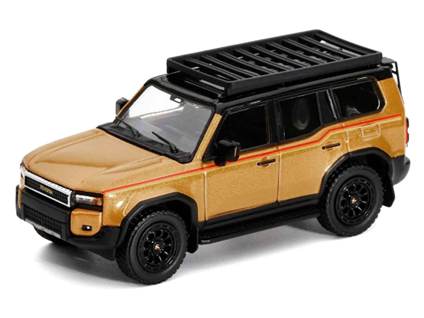 2024 Toyota Land Cruiser Prado Gold Metallic with Red Stripes and Roof Rack 1/64 Diecast Model Car by GCD Miniature Motors Default Title Default Title-