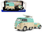 2024 Volkswagen Cool Combi Van with Trailer "Long Beach Surfing Club" Mint Green and Cream with Roof Rack and Surfboard 1/18 Diecast Model Car by Solido Miniature Motors Default Title Default Title-