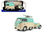 2024 Volkswagen Cool Combi Van with Trailer "Long Beach Surfing Club" Mint Green and Cream with Roof Rack and Surfboard 1/18 Diecast Model Car by Solido Miniature Motors Default Title Default Title-