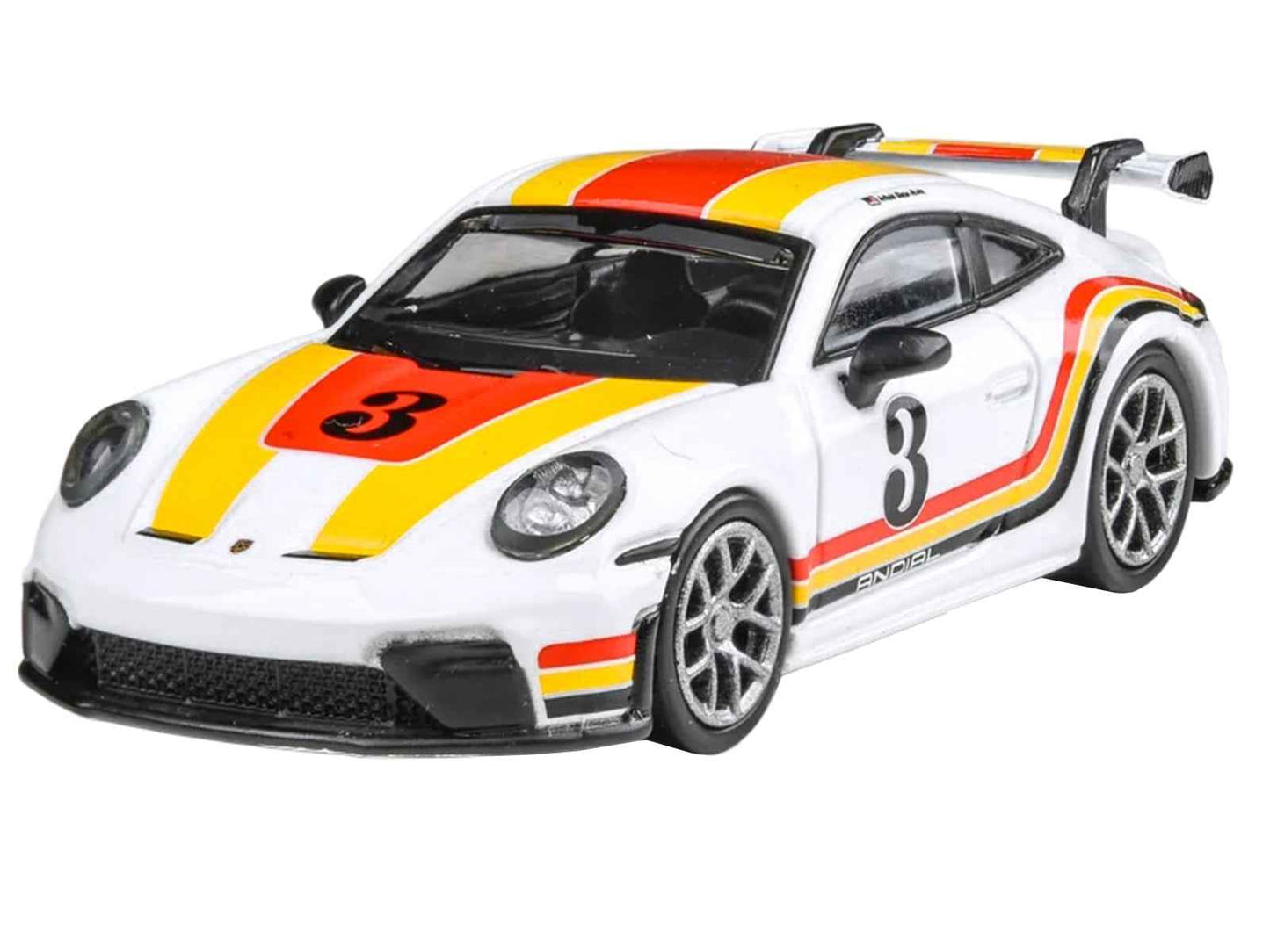 2025 Porsche 911 GT3 (992.2) #3 "Andial Livery" White with Stripes 1/64 Diecast Model Car by Paragon Models Cartsfy Inc.