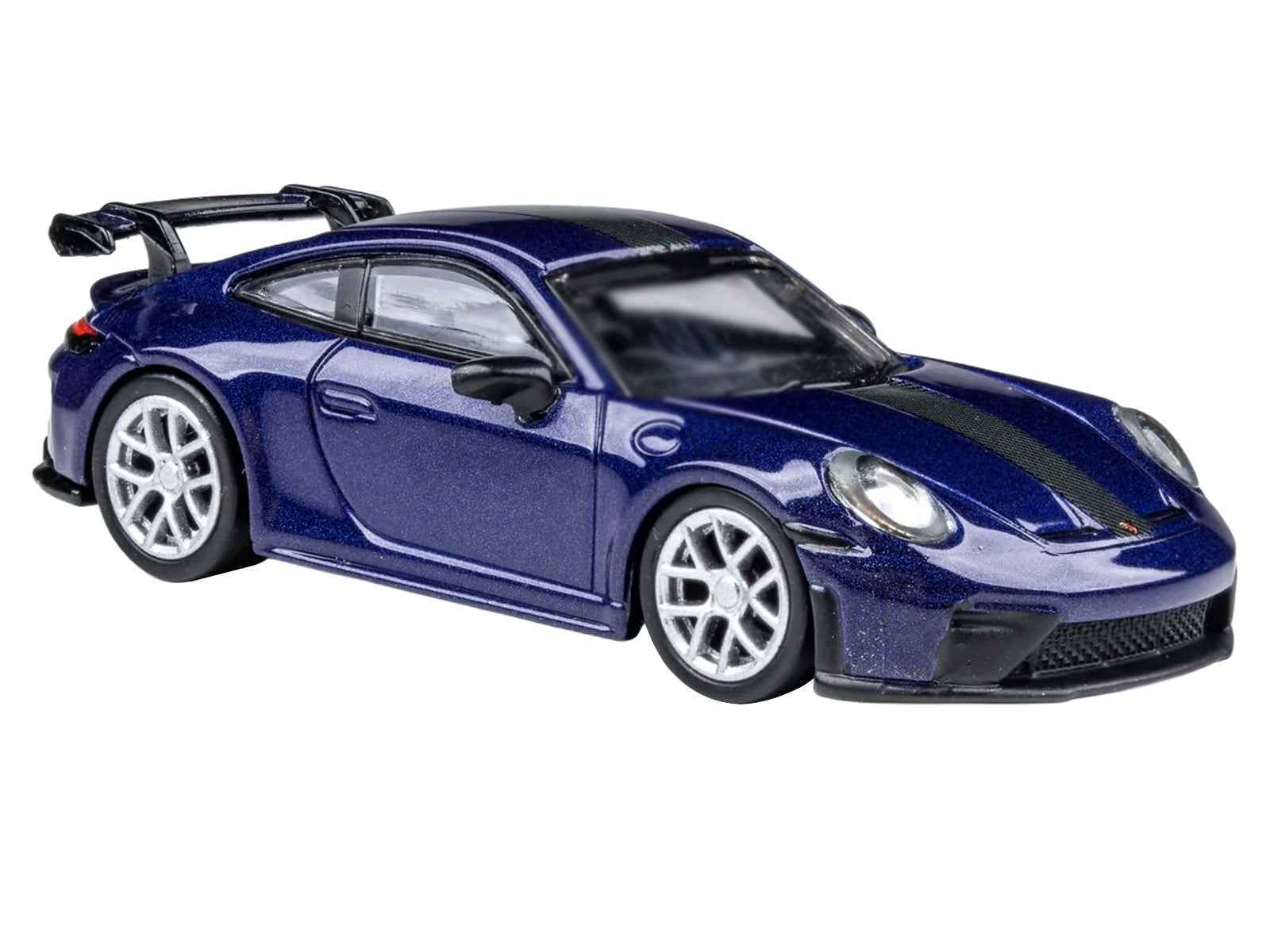 2025 Porsche 911 GT3 (992.2) Gentian Blue Metallic with Carbon Stripe 1/64 Diecast Model Car by Paragon Models Cartsfy Inc.