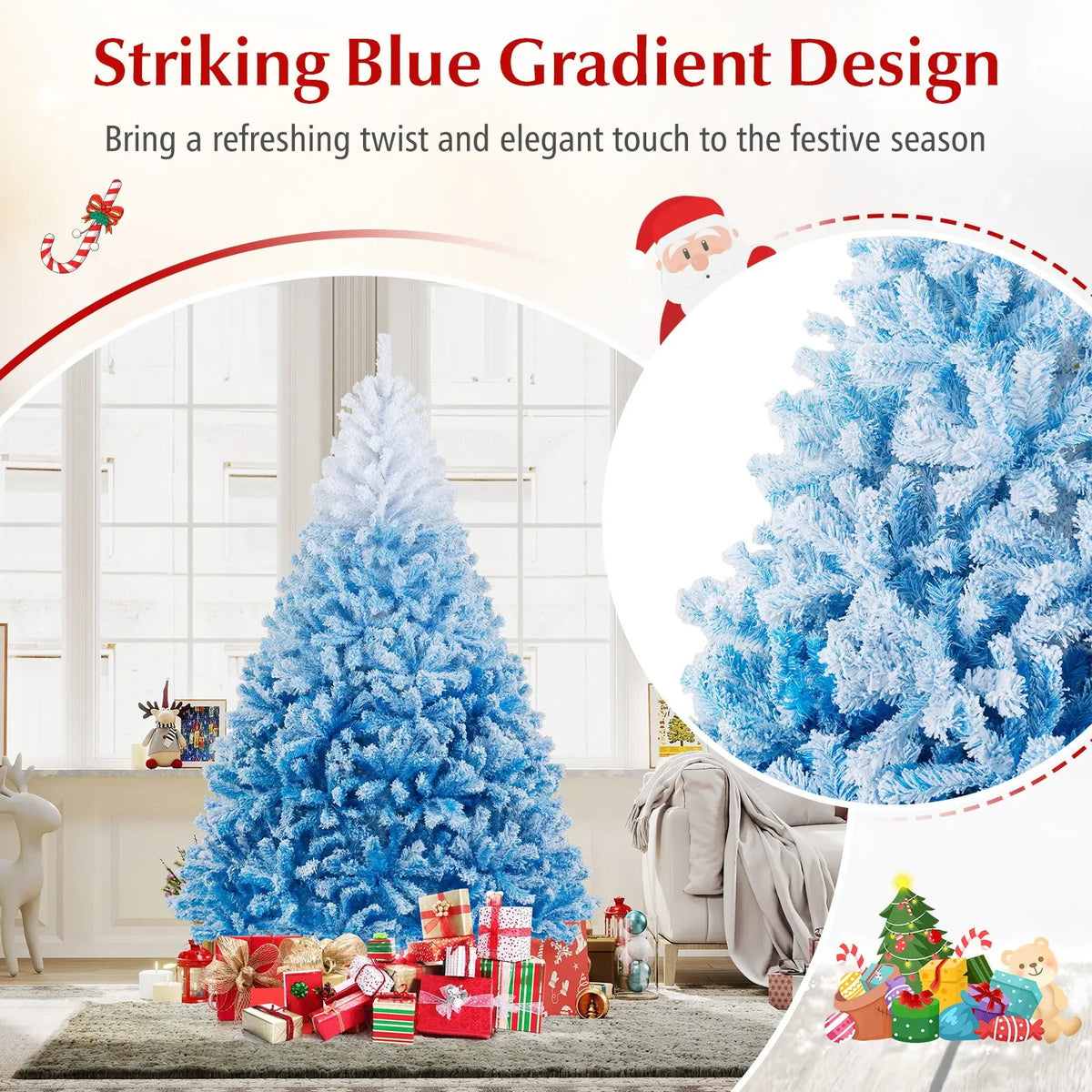 2025 New Artificial Christmas Tree with 456 Branch Tips and Folding Metal Stand