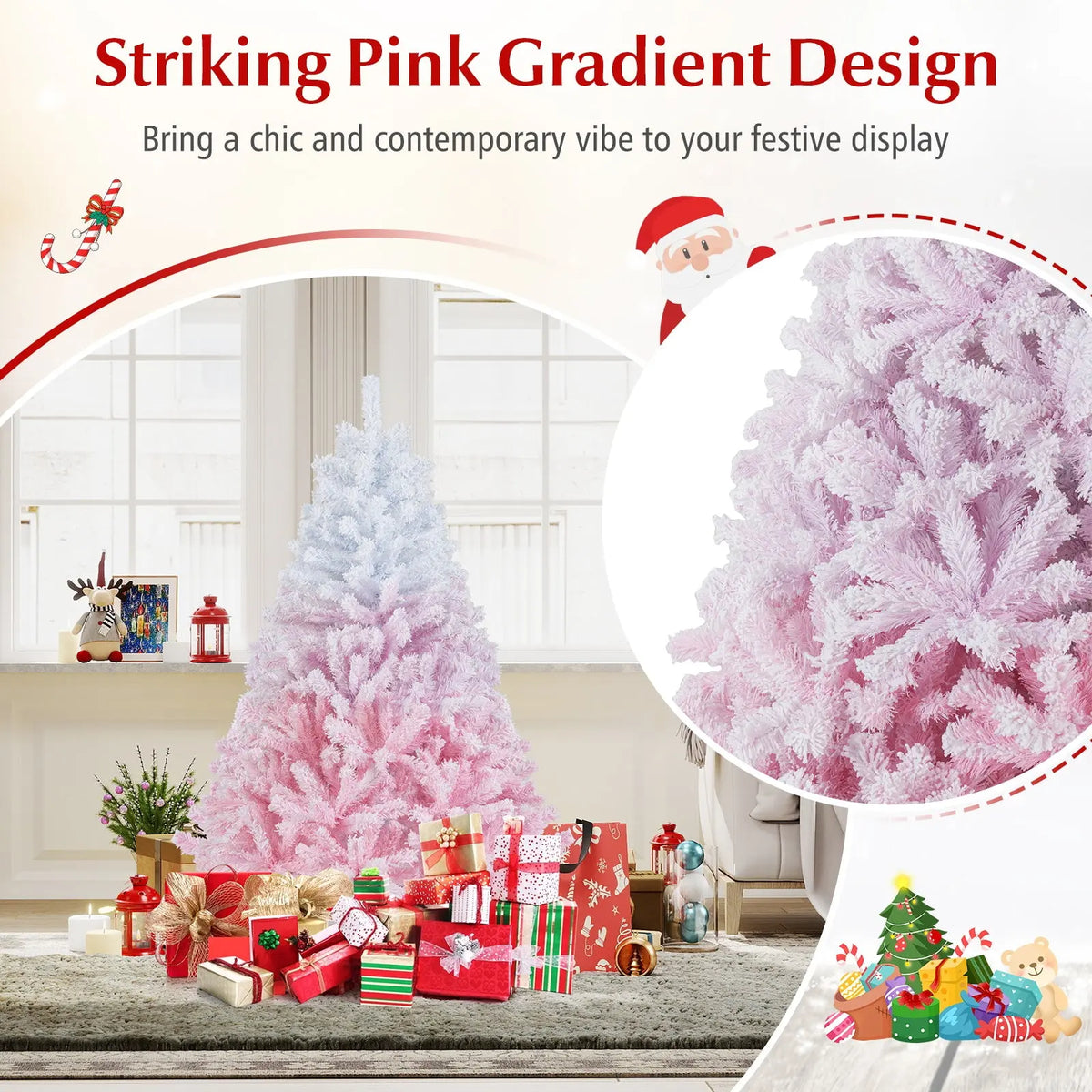 2025 New Artificial Christmas Tree with Folding Metal Stand and 456 Branch Tips