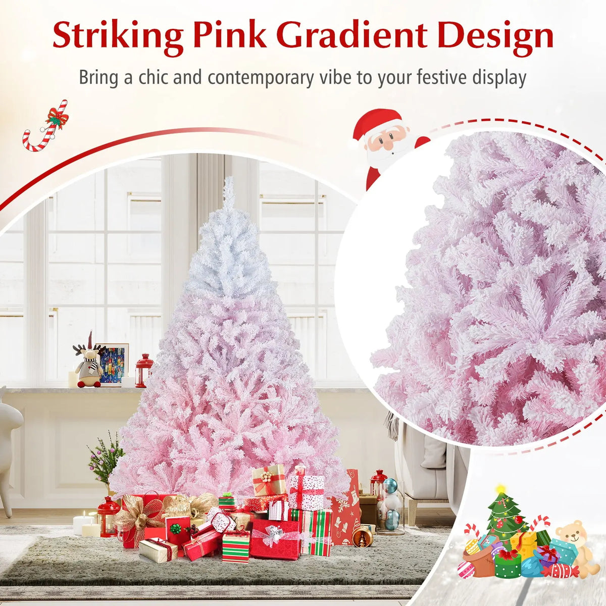 2025 New Artificial Christmas Tree with Folding Metal Stand and 456 Branch Tips