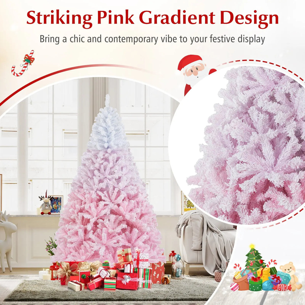 2025 New Artificial Christmas Tree with Folding Metal Stand and 456 Branch Tips