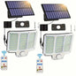 Solar LED garden wall lamps set, motion sensor lights with solar panel and brackets