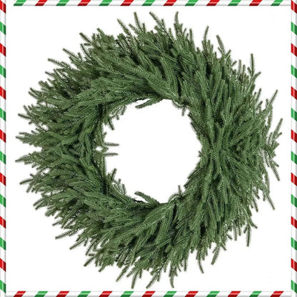 24 Inch Pre-lit Christmas Wreath with 108 Branch Tips and 35 Warm White LED Lights for Wall Window Cartsfy Inc.