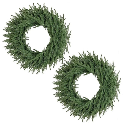 24 Inch Pre-lit Christmas Wreath with 108 Branch Tips and 35 Warm White LED Lights for Wall Window Cartsfy Inc.