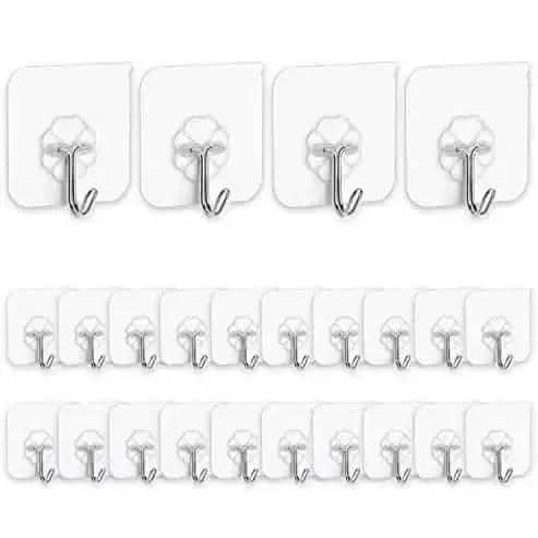 24-Pack Adhesive Hooks Kitchen Wall Hooks for Home Organization