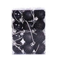 Black Christmas ball set in clear box, glossy and glitter spheres with silver caps