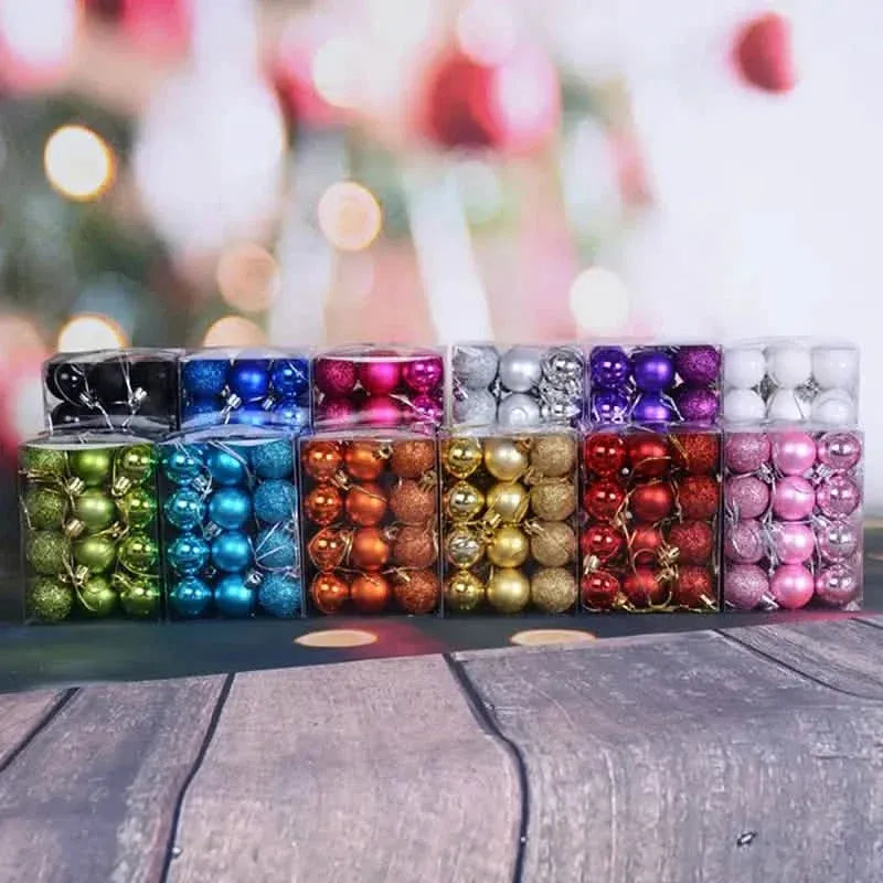 Sparkling Christmas ball ornament set, multicolor baubles in plastic boxes, assorted sizes