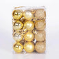 Gold Christmas ball set in clear box, glossy balls and gold glitter spheres