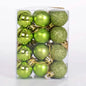 Green Christmas ball set in clear box, glossy balls with textured glitter spheres
