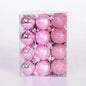 Pink Christmas ball set in clear box, glossy and glitter spheres