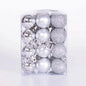 Silver and white Christmas ball set in clear box, shiny and glitter finish