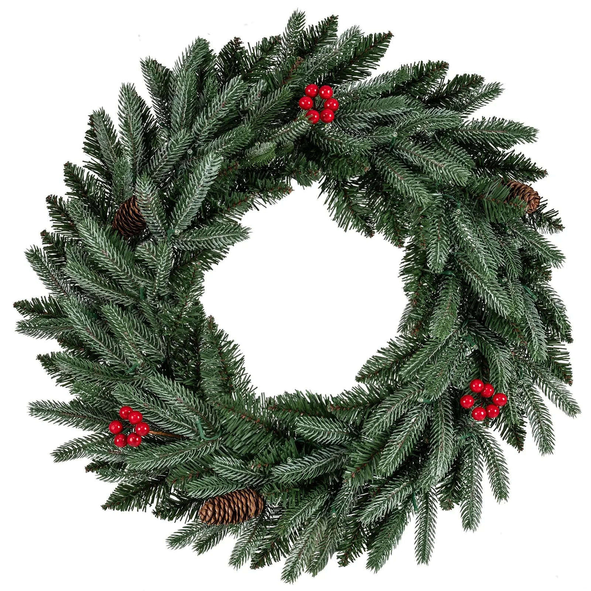24‚Äù Pre-lit Christmas Wreath Set of 2 Front Door Artificial Xmas Wreath with 90 Frosted Branch Tips Cartsfy Inc.