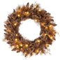 24 Inch Pre-lit Christmas Wreath with 105 Branch Tips and 35 Warm White LED Lights