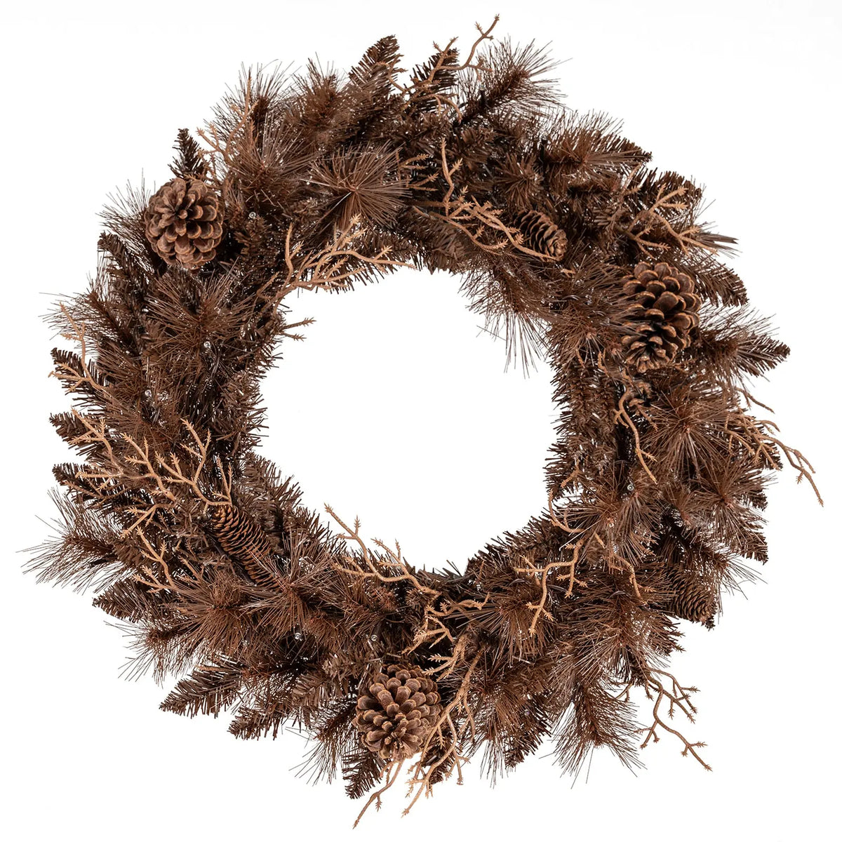 24 Inch Pre-lit Christmas Wreath with 105 Branch Tips and 35 Warm White LED Lights