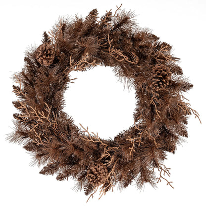 24 Inch Pre-lit Christmas Wreath with 105 Branch Tips and 35 Warm White LED Lights