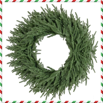 24 Inch Pre-lit Christmas Wreath with 108 Branch Tips and 35 Warm White LED Lights for Wall Window