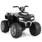 Black 24V kids electric ride-on ATV with handlebar and headlights