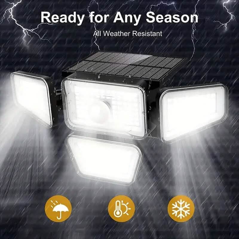 Four-head solar LED garden light with bright frosted lamp covers