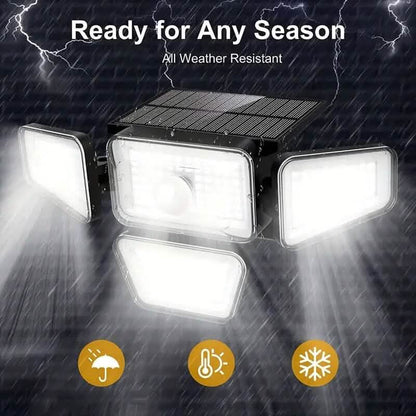 Four-head solar LED garden light with bright frosted lamp covers