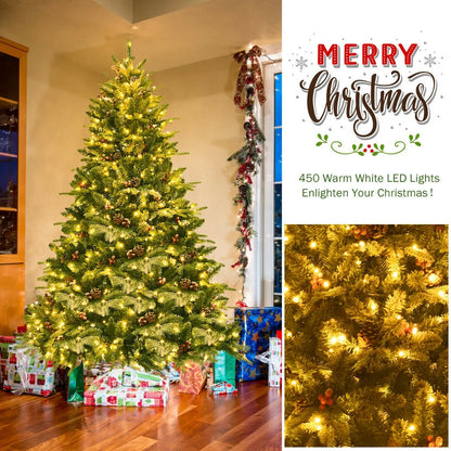 6.5 Feet Pre-lit Snow Flocked Hinged Artificial Christmas Tree