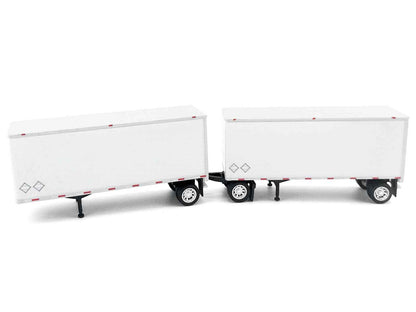 28' Dry Van Double Pup Trailers White Set of 2 pieces 1/87 (HO) Scale Plastic Model by HO Logistics Cartsfy Inc.