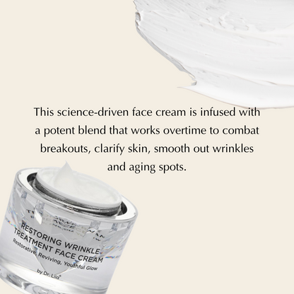 Restoring Wrinkle Treatment face cream jar with white cream on a spatula