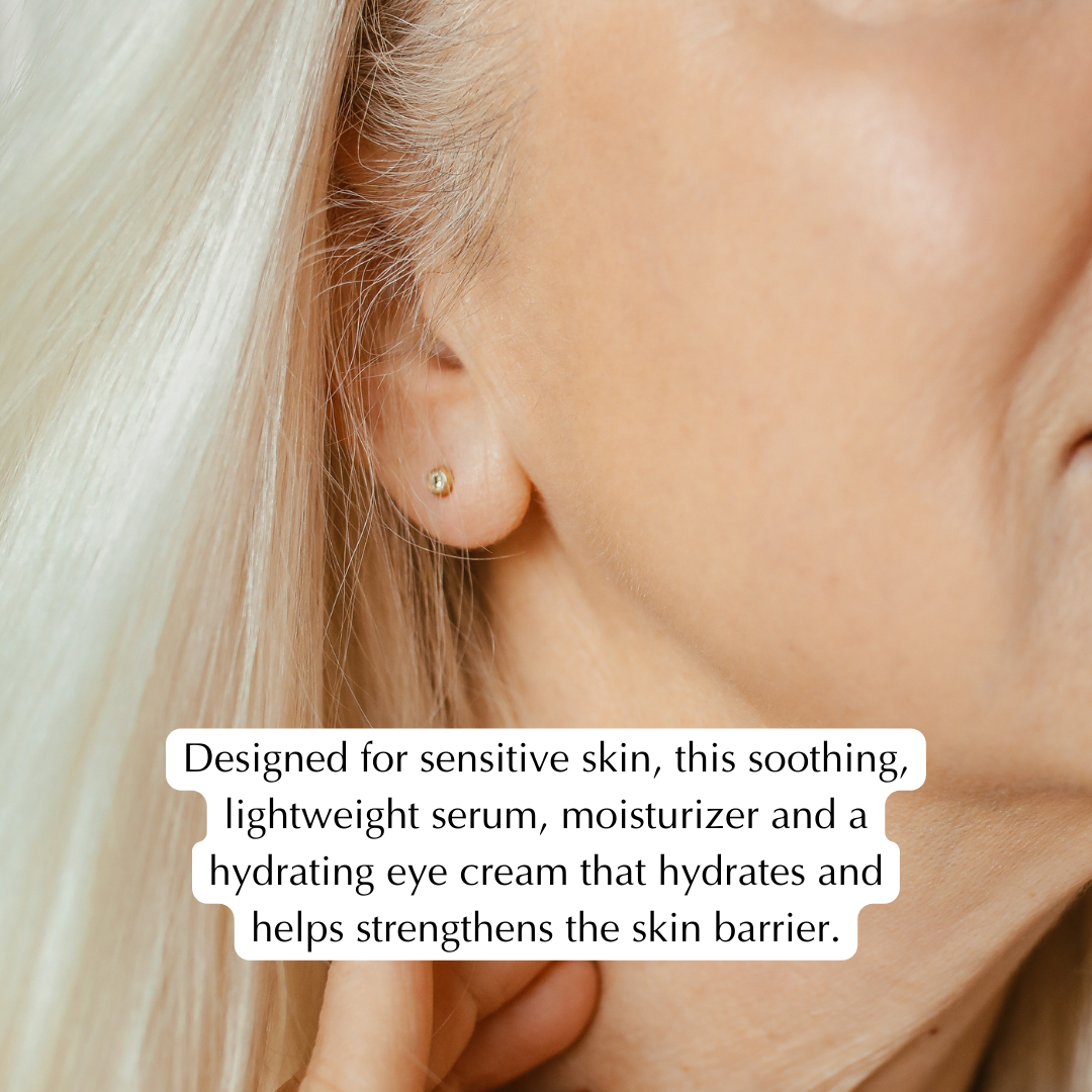 Close-up of skin near ear with skincare product application