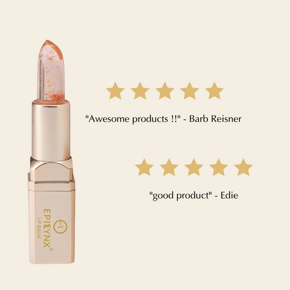 Flower lip gloss in silver tube with orange translucent cone tip