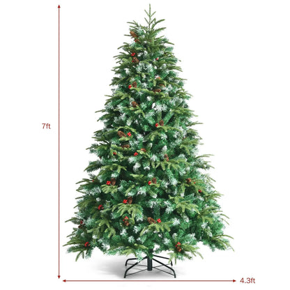 Pre-Lit Snowy Christmas Hinged Tree with Multi-Color Lights