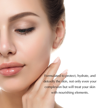 Face with foundation and concealer applied near cheek and lips, with hand blending