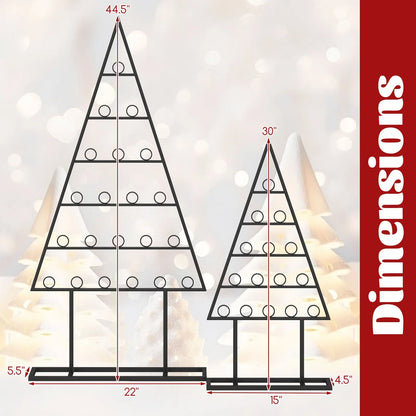 2 Pack Christmas Tree Photo Holder with 36 Round Clips and Metal Hanging Rack-Black