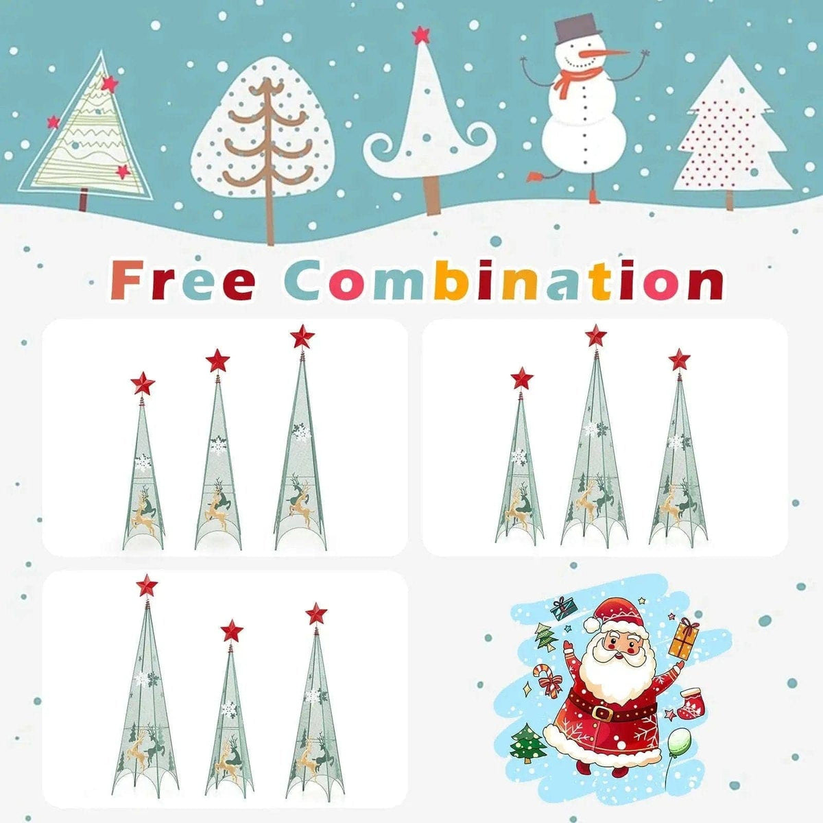 3/3.5/4 Feet Set of 3 Tower Shaped Christmas Trees with Removable Star Toppers DirectDeals Default Title Default Title-