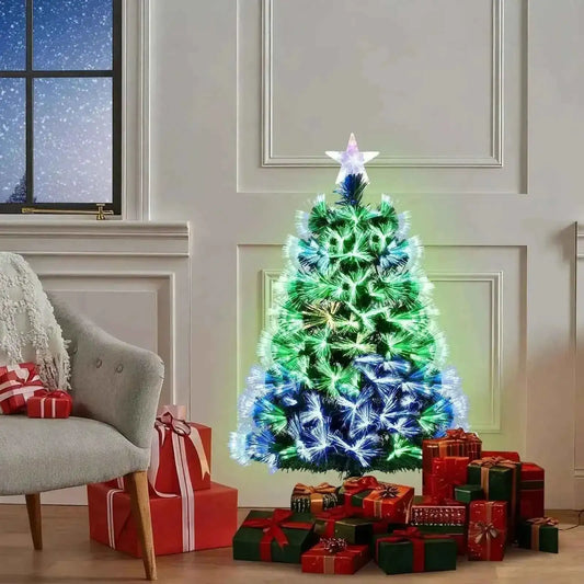 3 Feet Fiber Optic Christmas Tree with Branch Tips and Topper Star